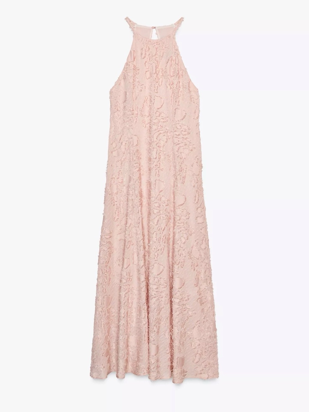 Zara Dusty Rose Halter Lace Maxi Dress